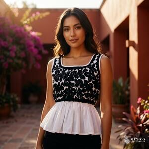 Womans Blouse S-M Black and White